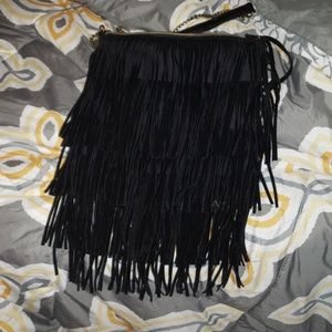 Black shag purse